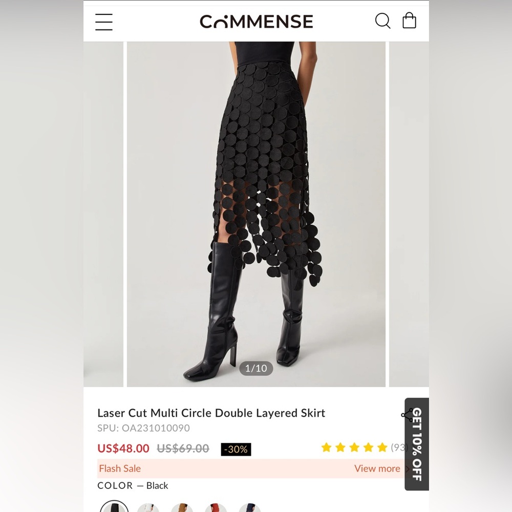 NWT Commense Laser Cut Multi Circle Double Layered Skirt